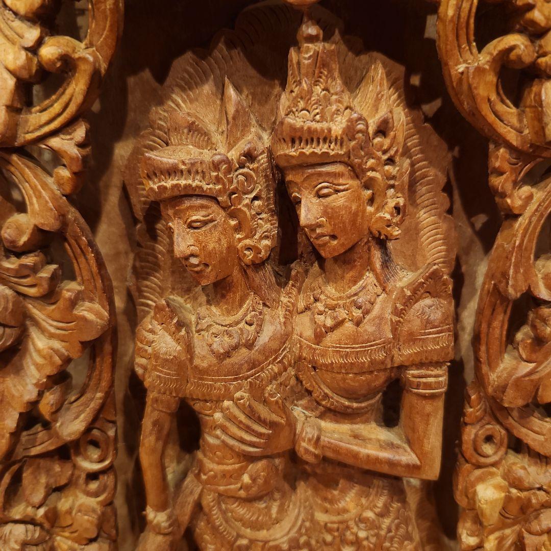 バリ島　彫刻　木彫り　レリーフ　ラーマ　シータ
