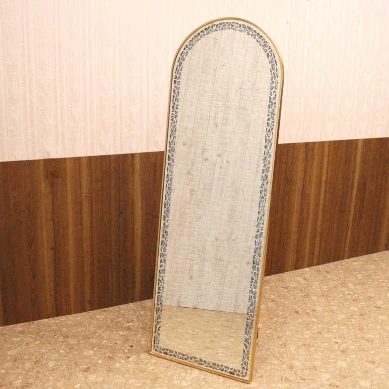 スタンドミラー ゴールド LEDミラー ミラー家具 立てかけ 鏡 女優ミラー