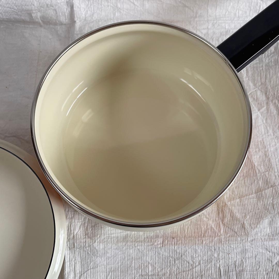 ハニーウェア ホーロー 両手鍋 片手鍋 ソースパン富士琺瑯 昭和レトロ