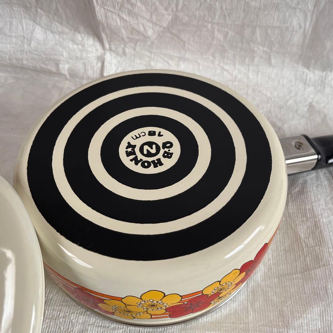 ハニーウェア ホーロー 両手鍋 片手鍋 ソースパン富士琺瑯 昭和レトロ