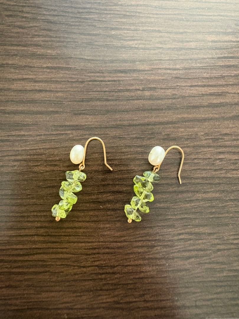 K18 ペリドットパール　ピアス