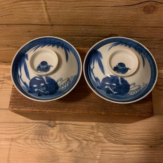 赤色花柄木製箸