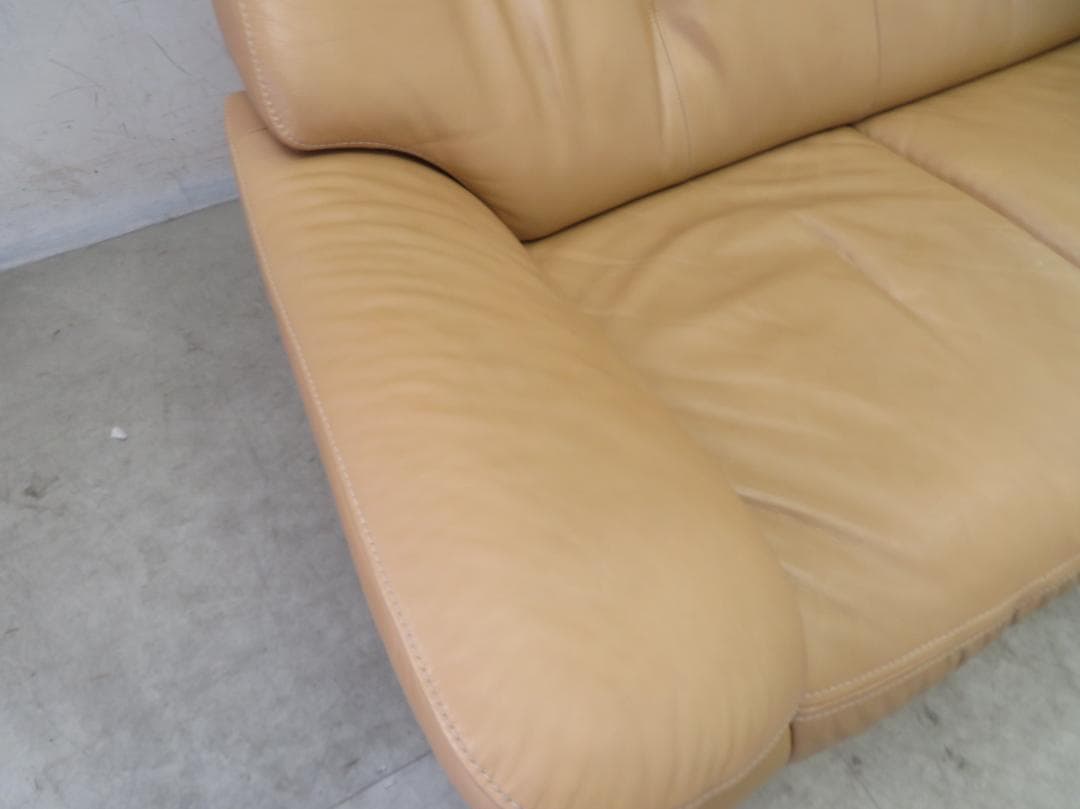 美品■カリモク■本革■ZT7303■ハイバック■3人掛けソファ■36万円■