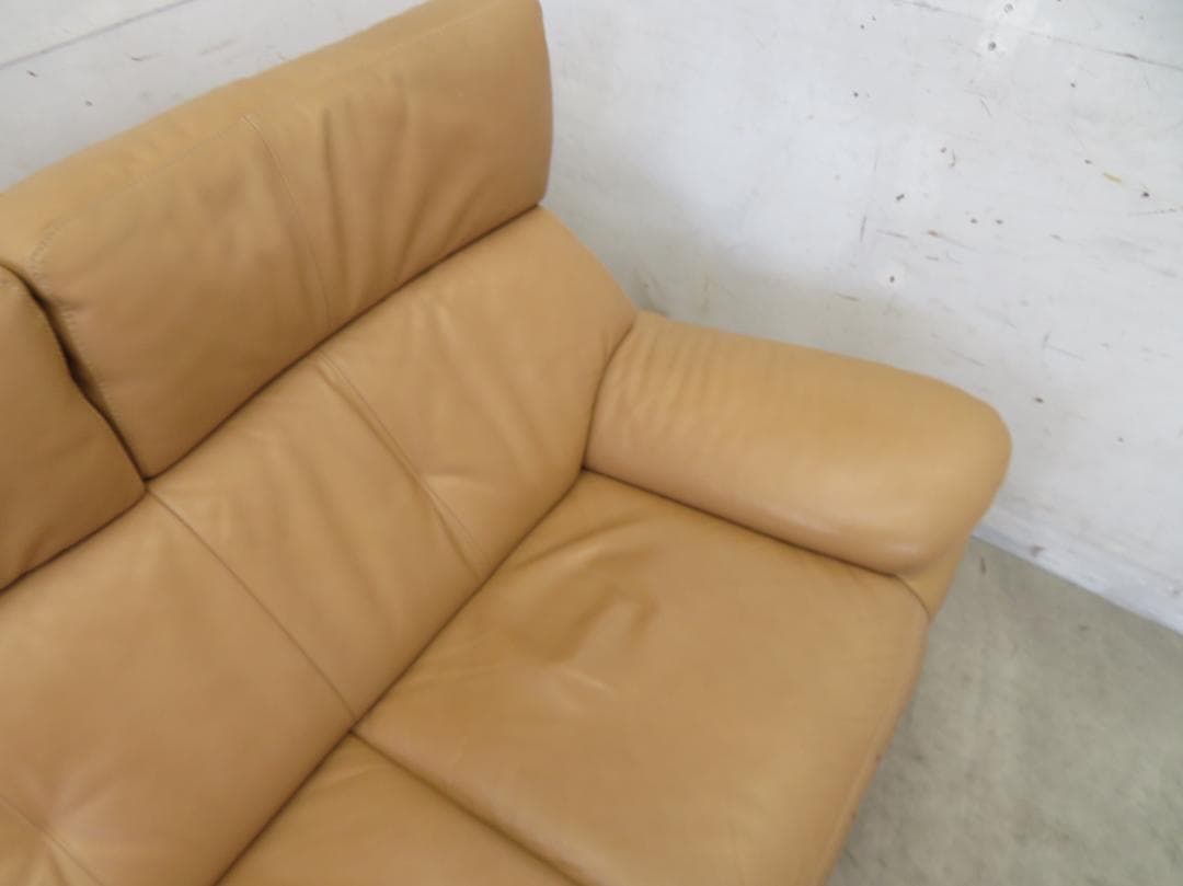 美品■カリモク■本革■ZT7303■ハイバック■3人掛けソファ■36万円■