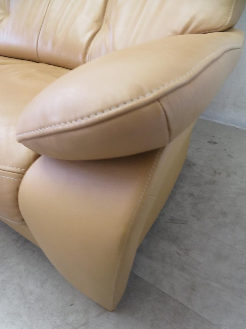 美品■カリモク■本革■ZT7303■ハイバック■3人掛けソファ■36万円■