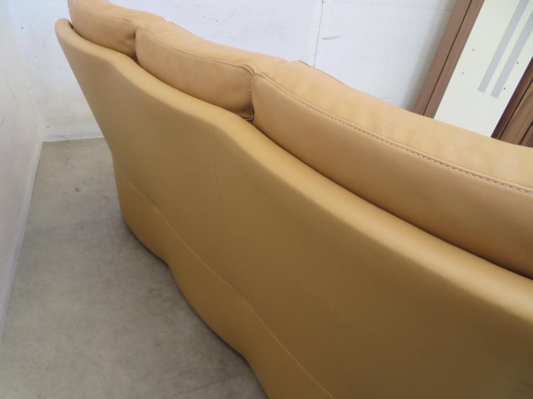 美品■カリモク■本革■ZT7303■ハイバック■3人掛けソファ■36万円■