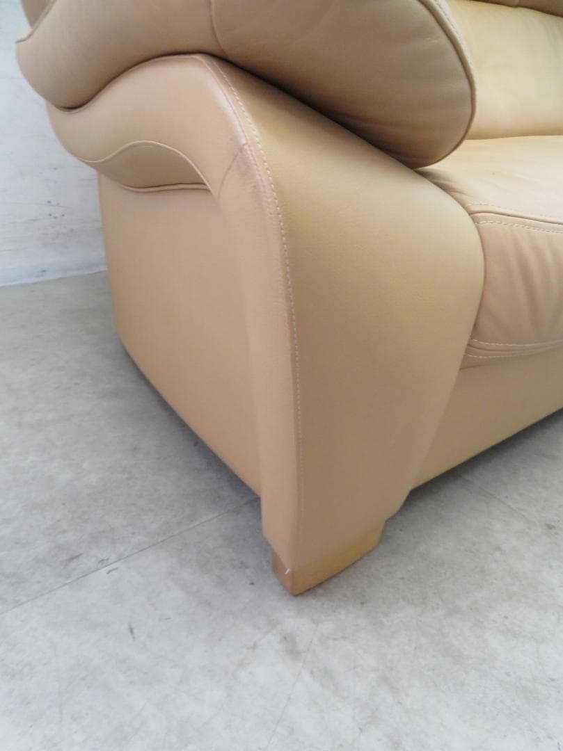 美品■カリモク■本革■ZT7303■ハイバック■3人掛けソファ■36万円■