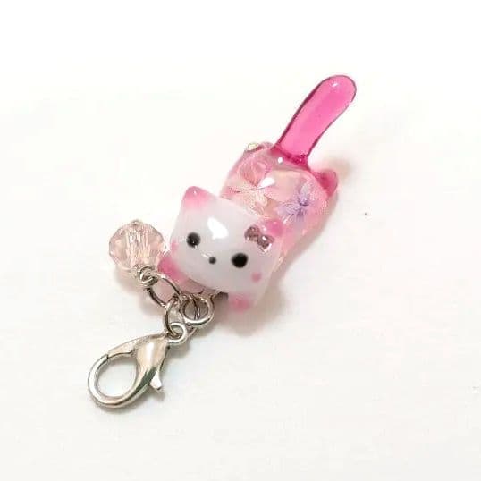専用商品K-10109 ジャンピング猫チャーム(フラワー ピンク)