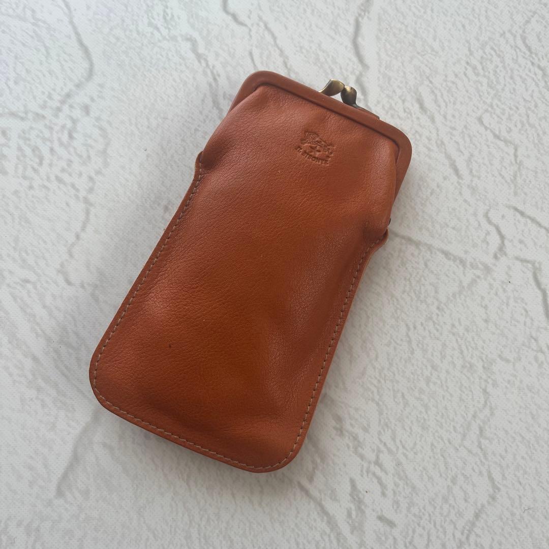 【美品】ILBISONTE イルビゾンテ レザー がま口 ポーチ ペンケース