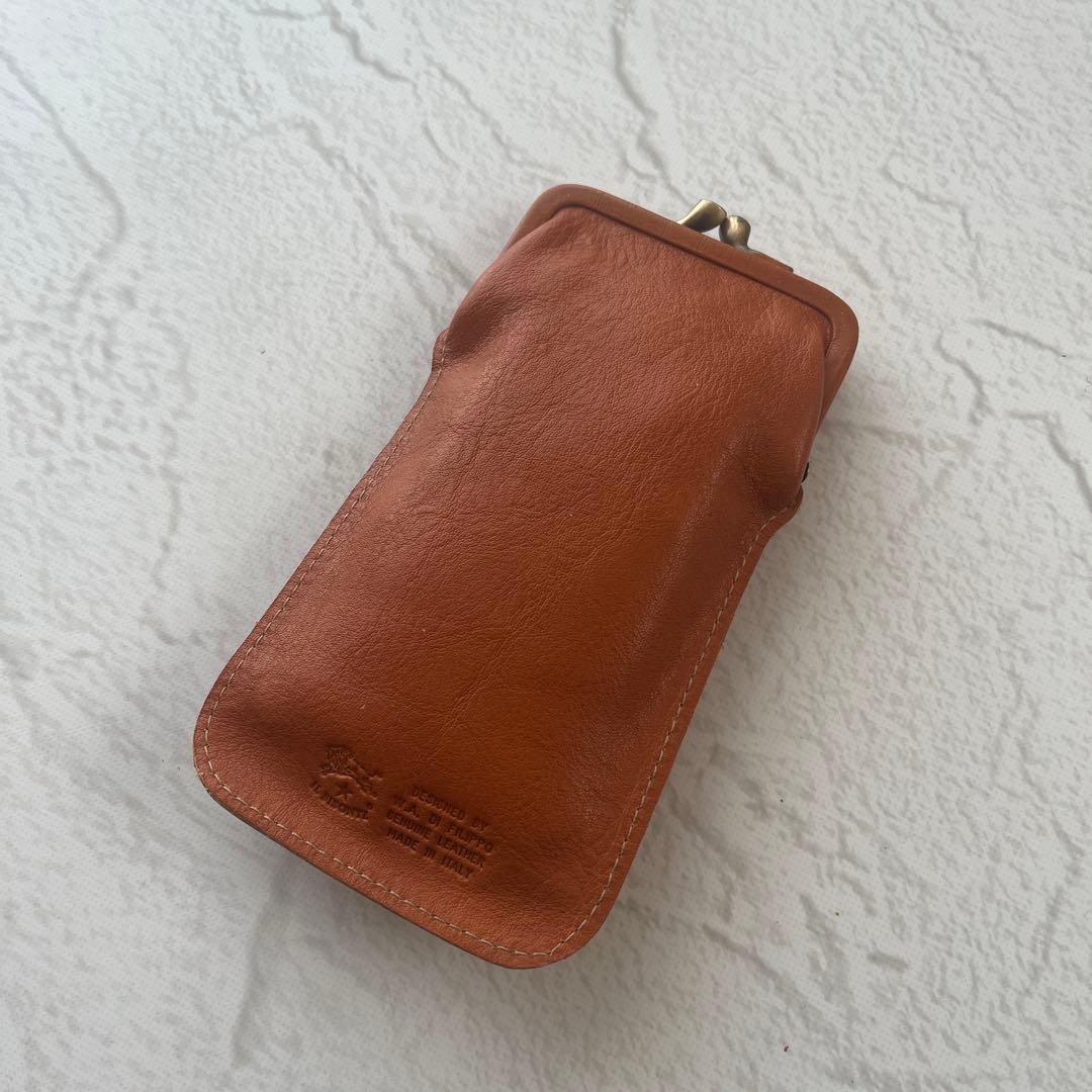 【美品】ILBISONTE イルビゾンテ レザー がま口 ポーチ ペンケース