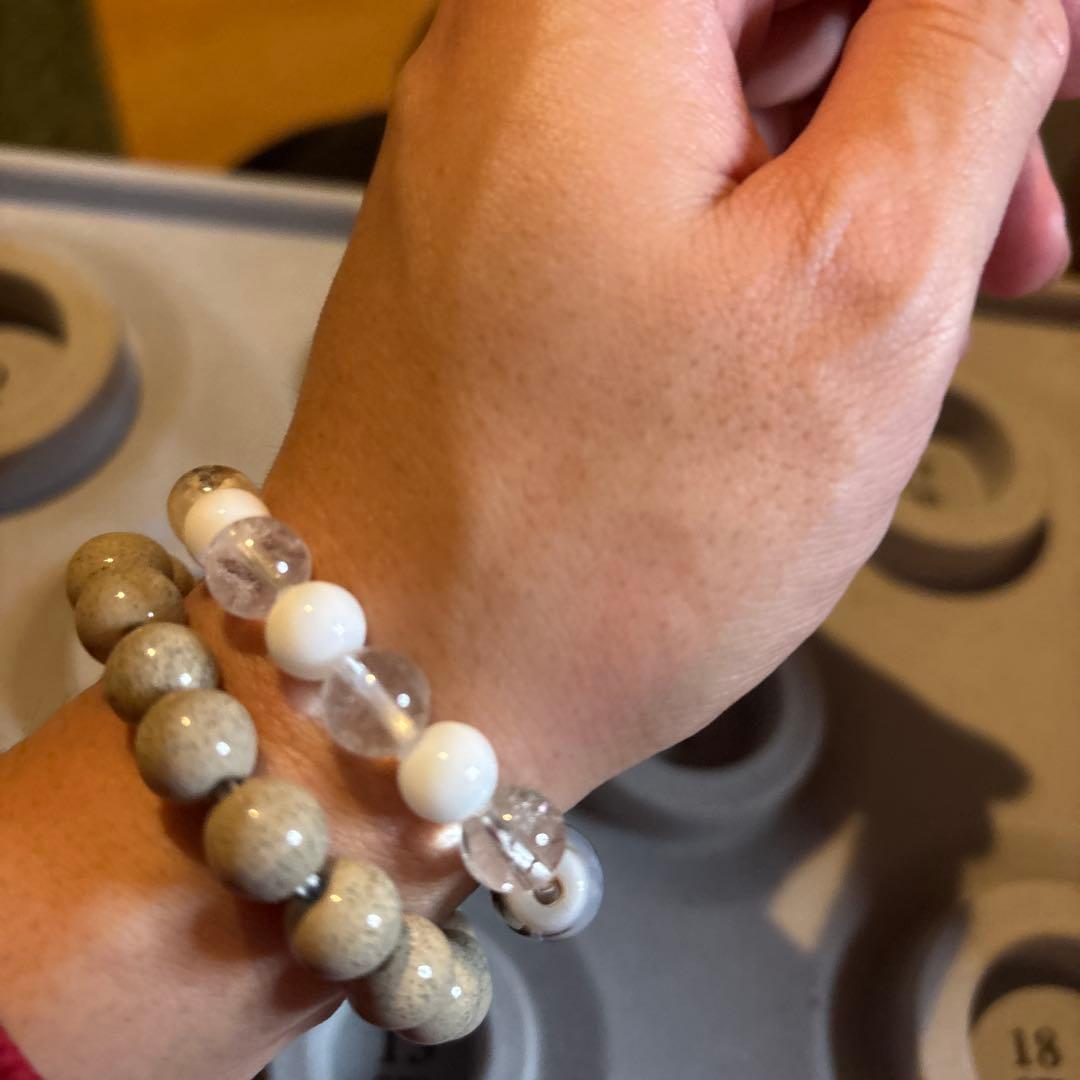 白龍神天珠とガーネッシュヒマール水晶とホワイトオニキス！ドーンとくる！