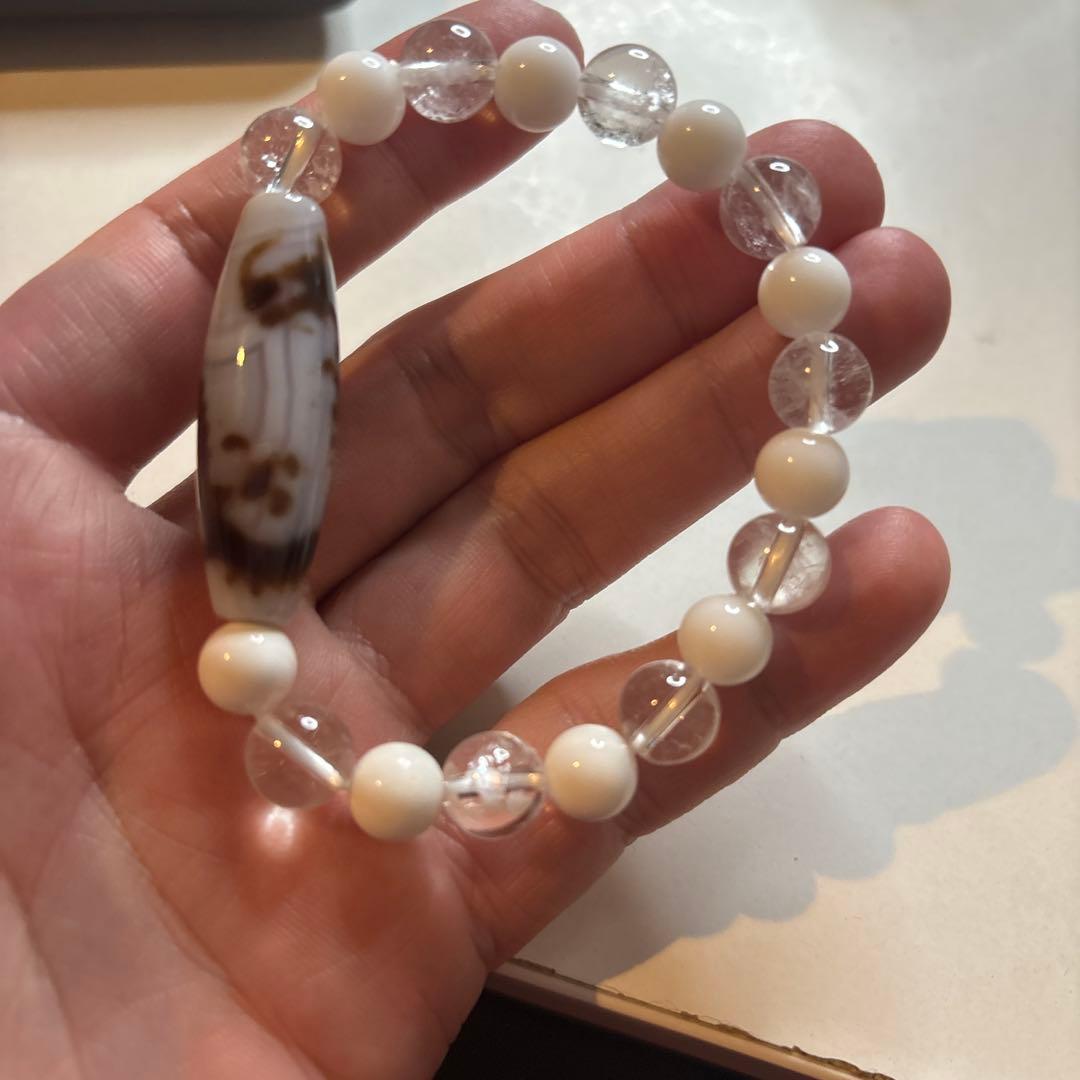 白龍神天珠とガーネッシュヒマール水晶とホワイトオニキス！ドーンとくる！