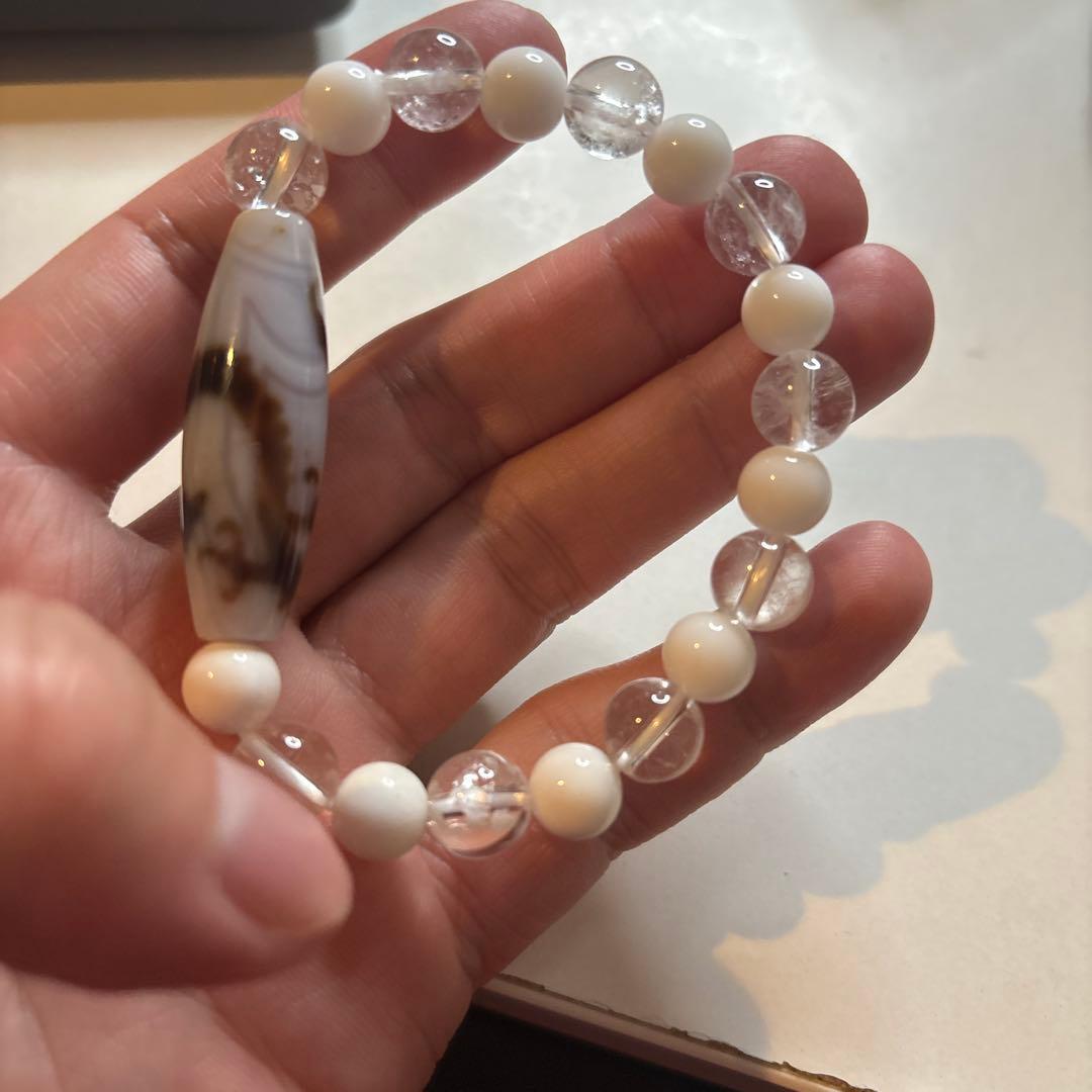 白龍神天珠とガーネッシュヒマール水晶とホワイトオニキス！ドーンとくる！