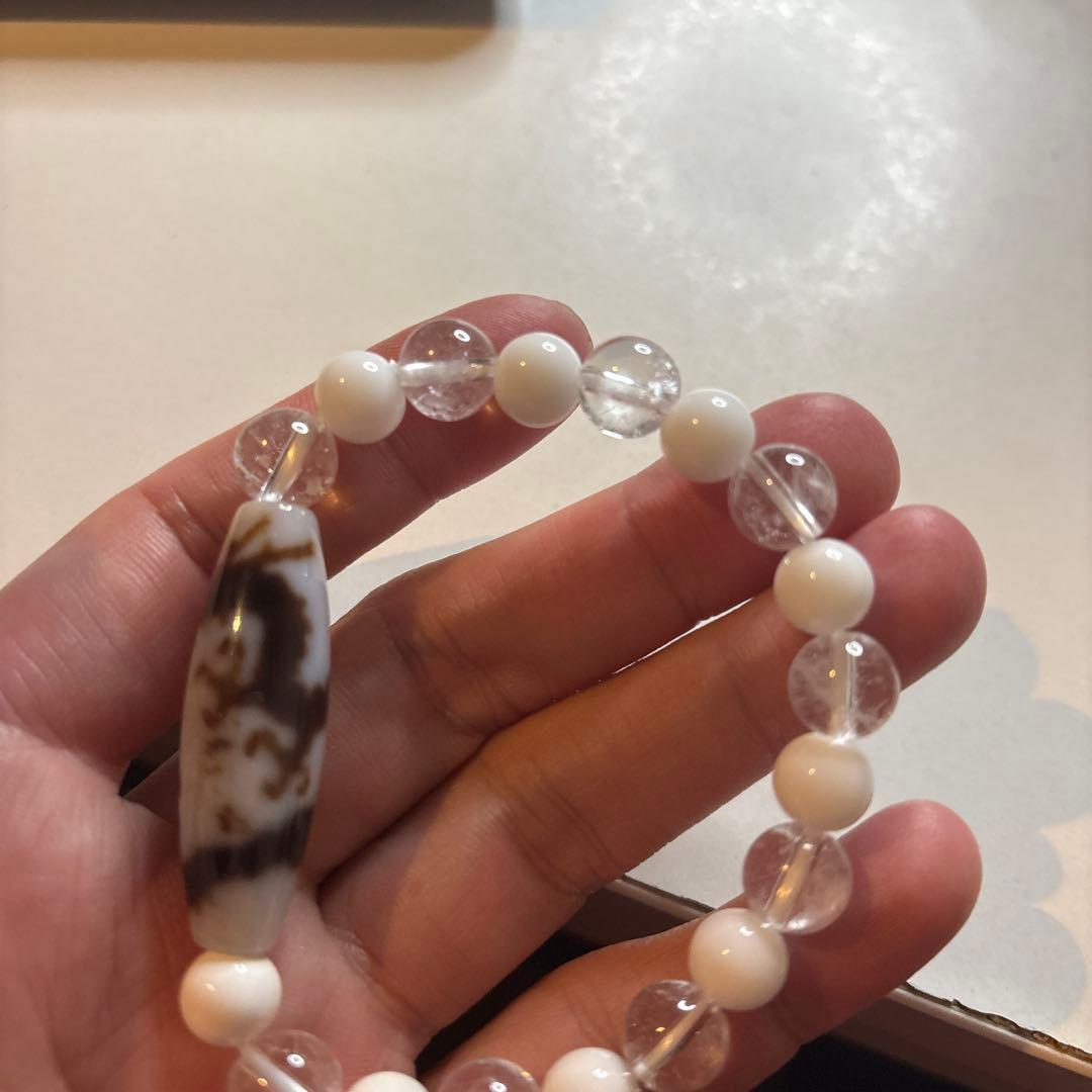 白龍神天珠とガーネッシュヒマール水晶とホワイトオニキス！ドーンとくる！