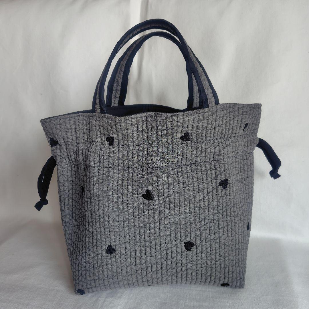 外側ポケット ショルダー 底板ヌビ☆ボンボンバッグ☆ ダークグレー ヌビ 巾着