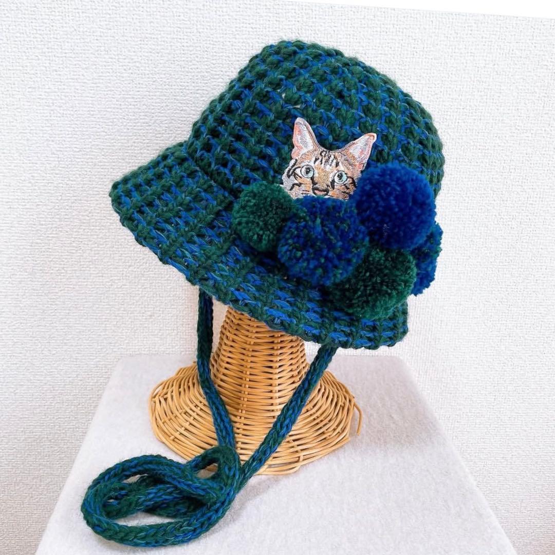 fairy.hat 猫モチーフ帽子 ポンポン 作家帽子