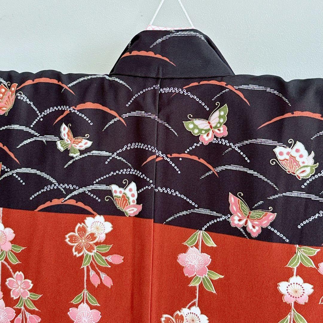 フルセット　七五三７歳女児　茶色地　桜　袋帯　シルバー地　長襦袢付　7292