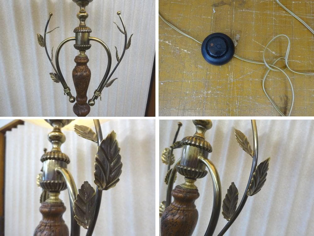 イタリア製　フロアスタンド　ヨーロピアンクラシック　乳白色　ウォールナット