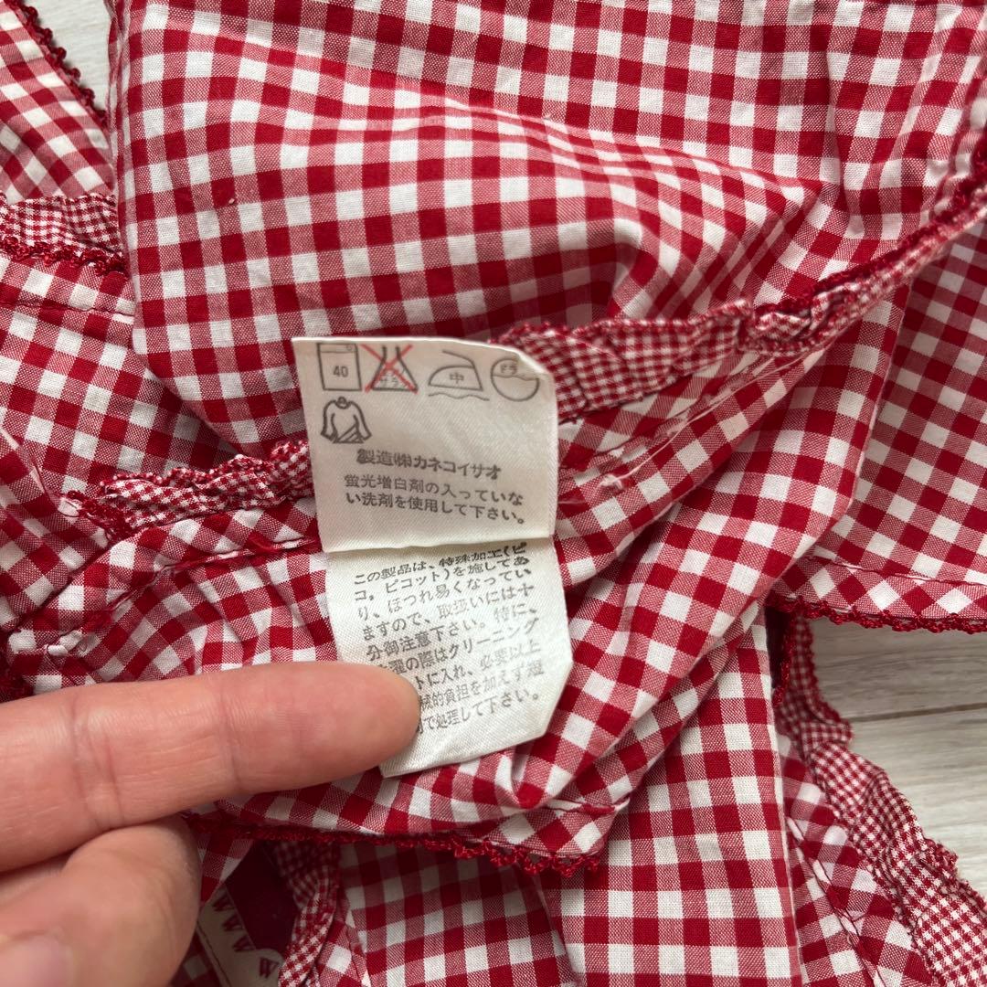 E234 ピンクハウス テディベア ギンガムチェック エプロン