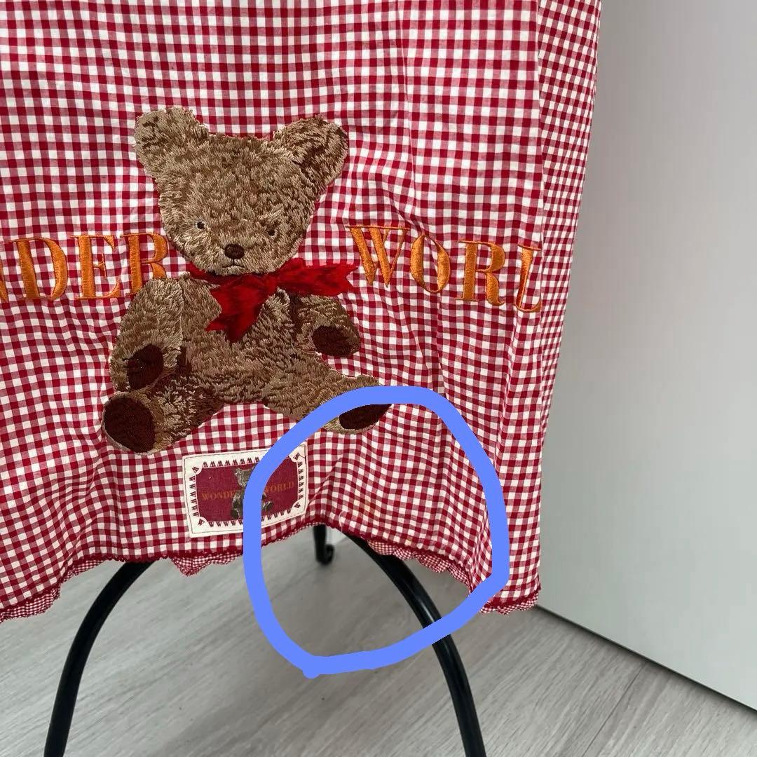 E234 ピンクハウス テディベア ギンガムチェック エプロン