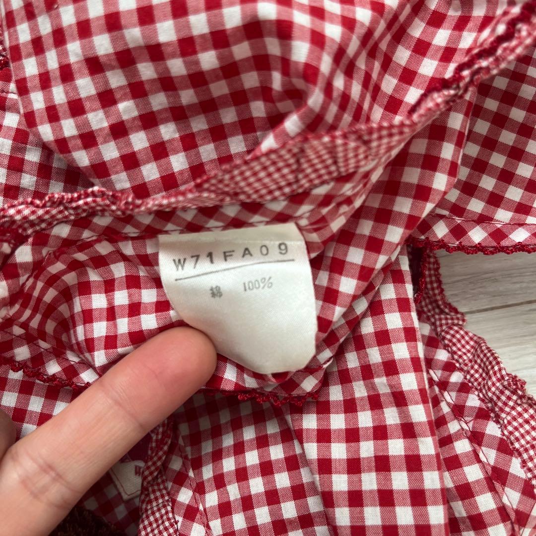 E234 ピンクハウス テディベア ギンガムチェック エプロン