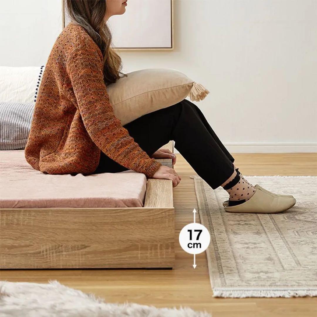 青梅市引渡し⭐︎LOWYA セミダブルベッドフレーム（すのこ付き）ローベッド