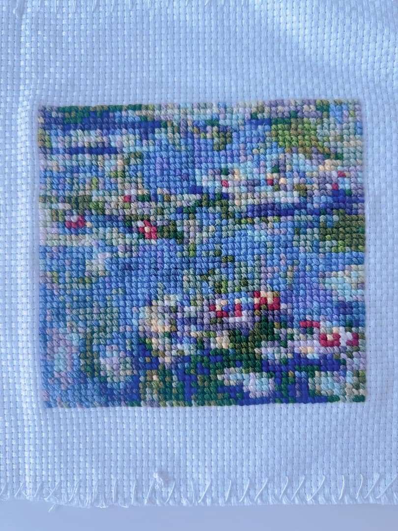 クロスステッチ完成品　モネ　睡蓮