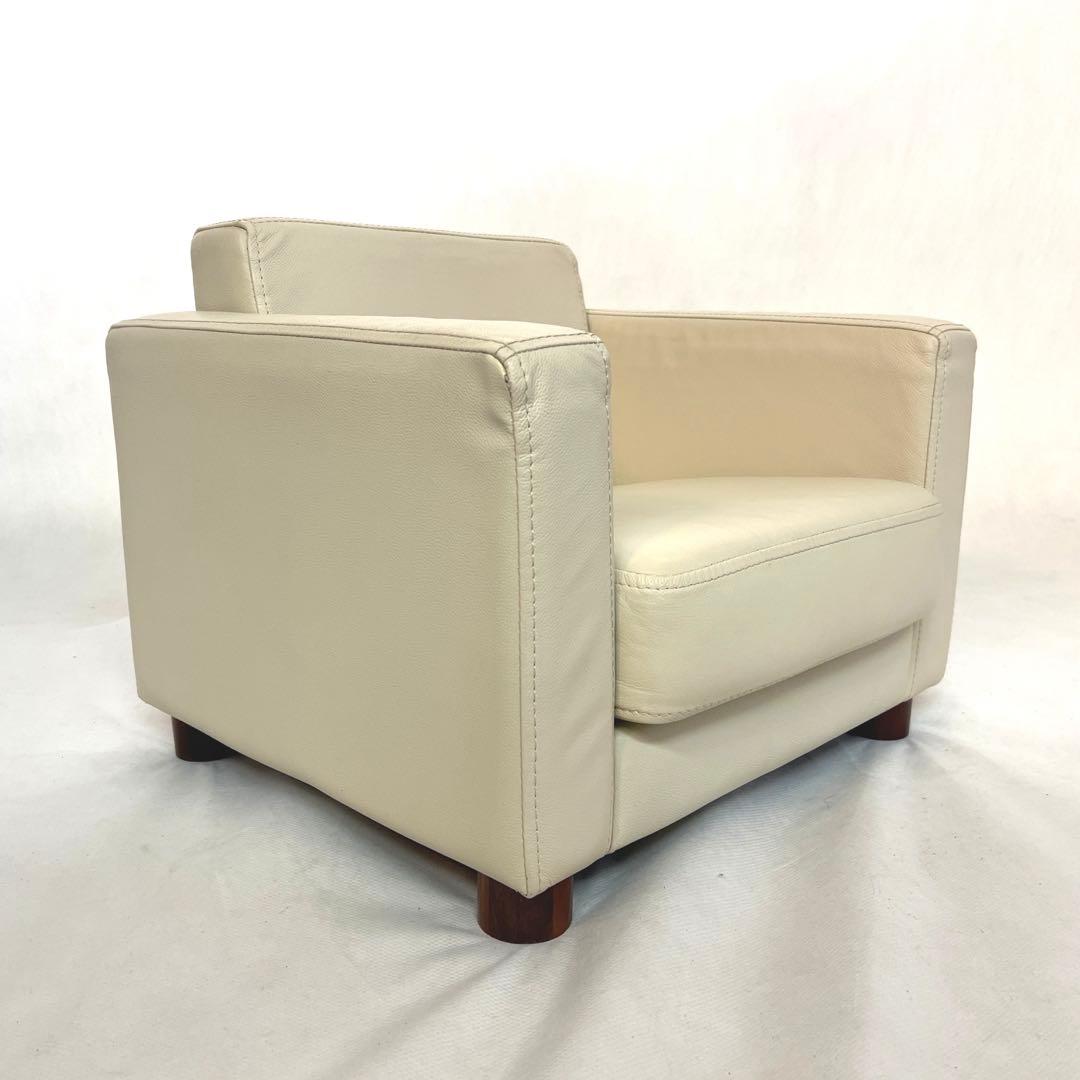 ミニサイズ・本革ソファ・アイボリー・キッズサイズ1人掛け・横幅55cm