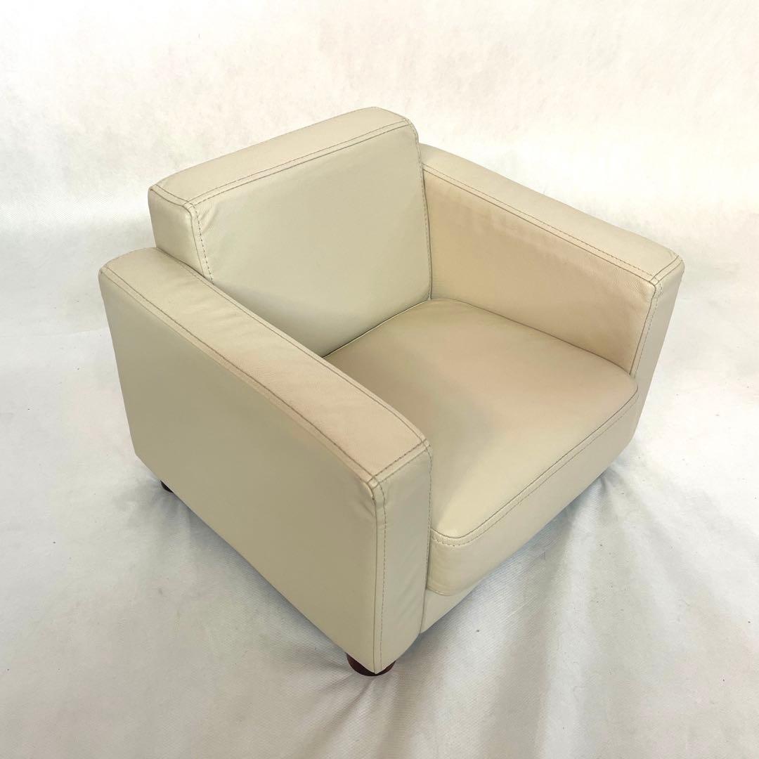 ミニサイズ・本革ソファ・アイボリー・キッズサイズ1人掛け・横幅55cm