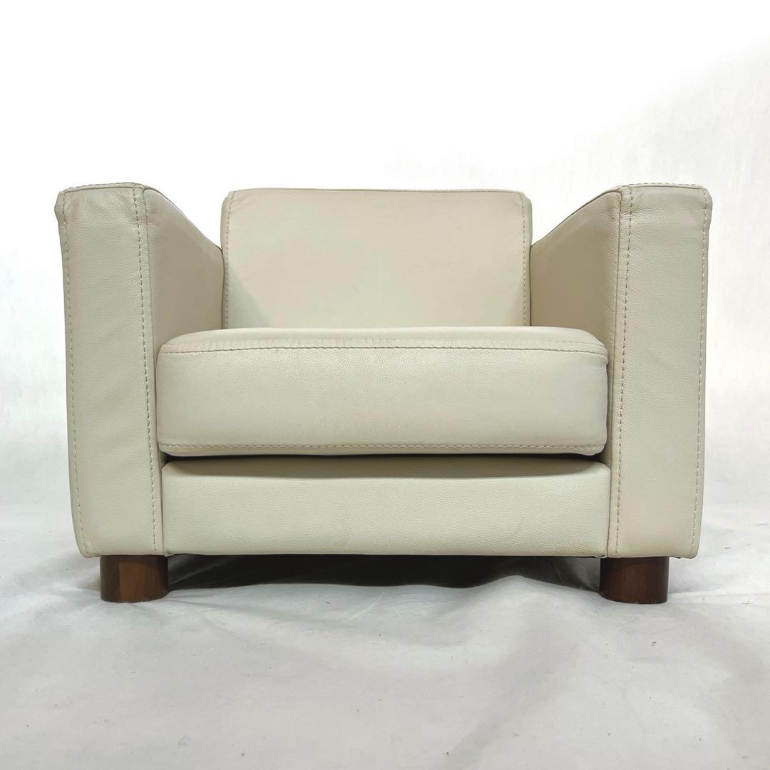 ミニサイズ・本革ソファ・アイボリー・キッズサイズ1人掛け・横幅55cm