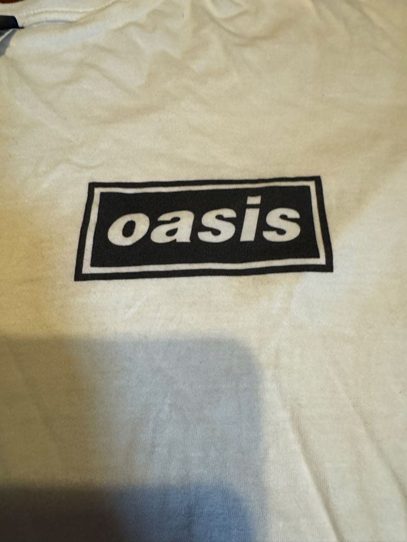 oasis Tシャツ白、黒文字モノトーン、XL2024コピーライト入り