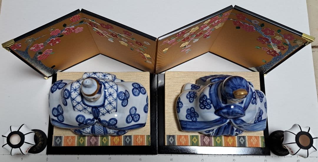 HO328さま専用 特価 k-③ 九谷焼 ひな人形 5号 親王飾り 染付