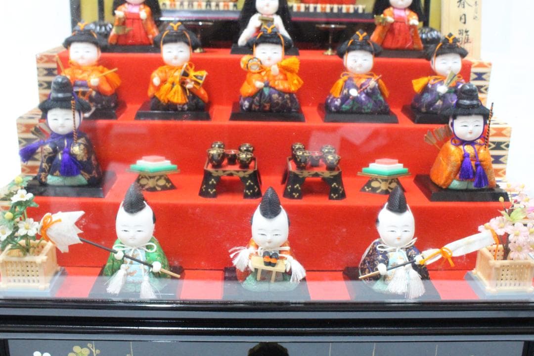♡春日雛 豆雛 江戸木目込 雛人形セット オルゴール ケース付き 15体