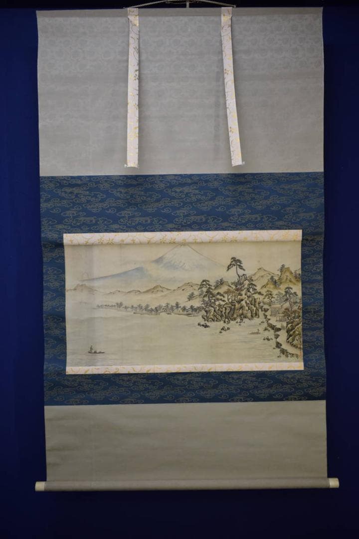 模写/狩野伊川院/山水人物図/横物/大幅/布袋屋掛軸HJ-845