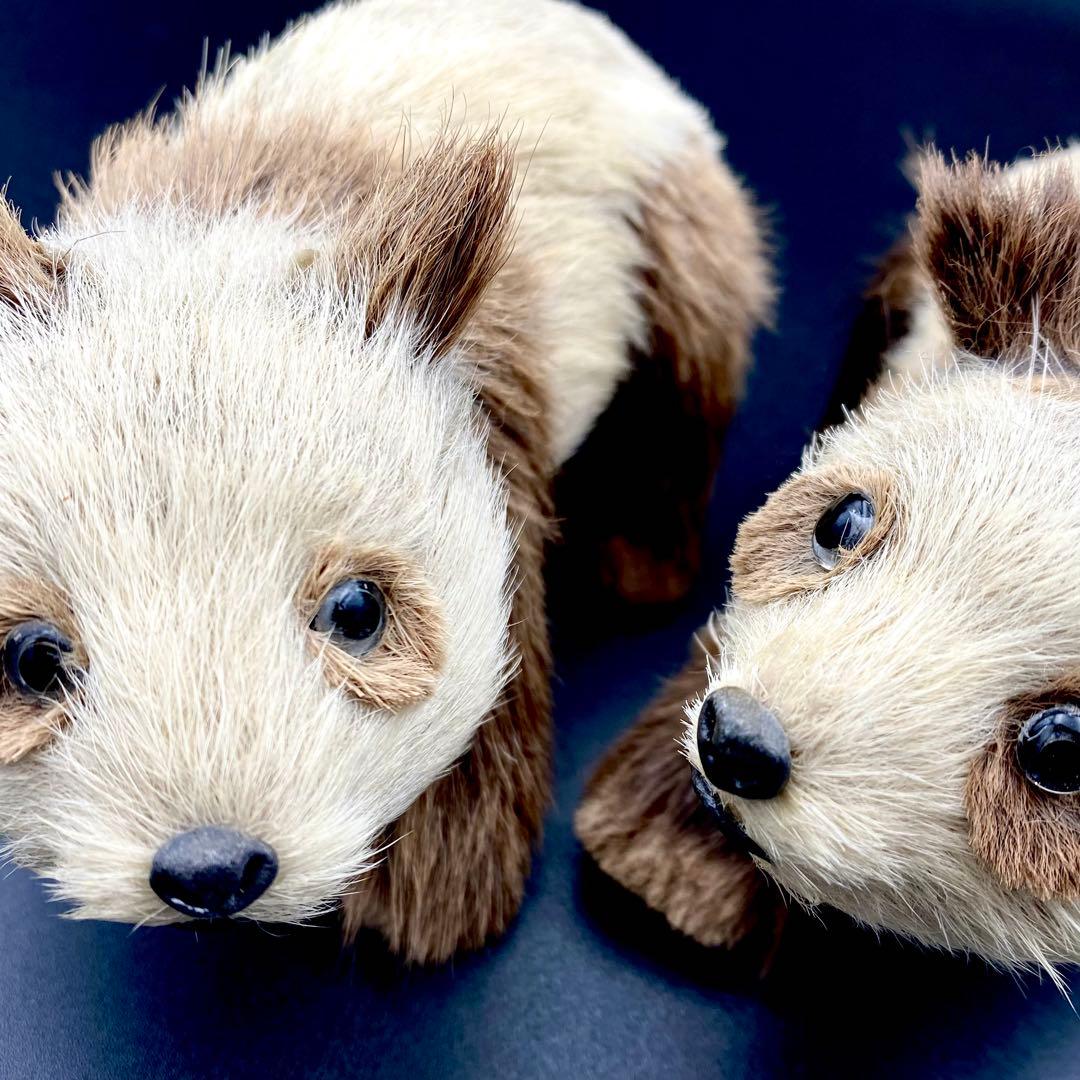 【骨董品】 リアルなパンダの置き物 2体セット 昭和レトロ アンティーク