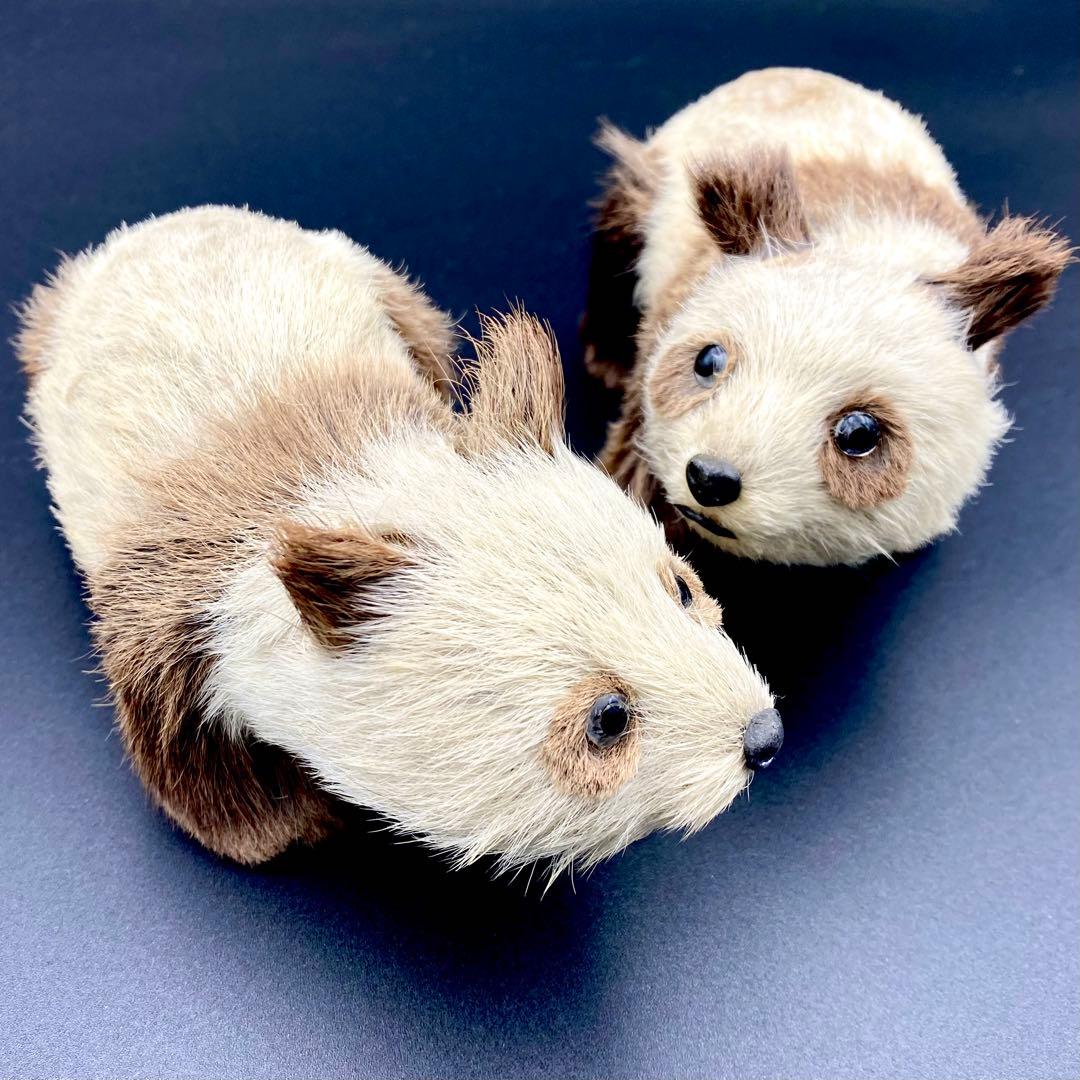 【骨董品】 リアルなパンダの置き物 2体セット 昭和レトロ アンティーク