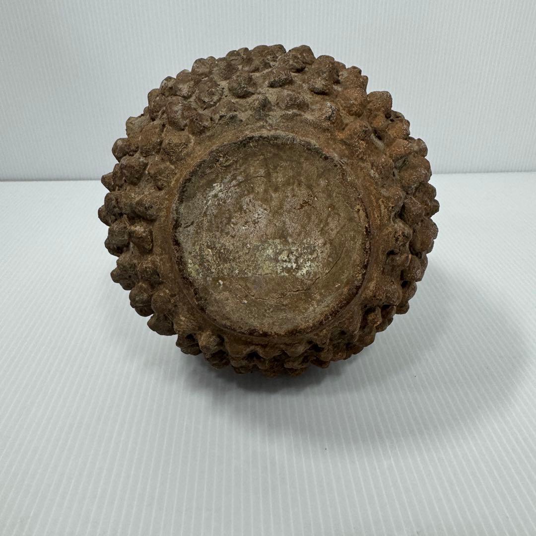 値下済 希少 アフリカ民芸風 ドリアン土器一輪挿し プリミティブアート オブジェ