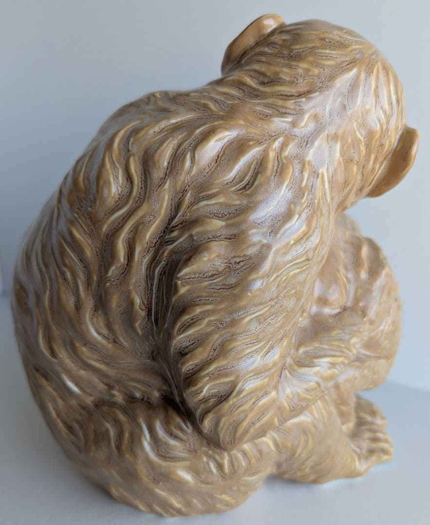 母子の申 猿 置物 楽陶窯 創作陶芸 共箱付 陶器オブジェ