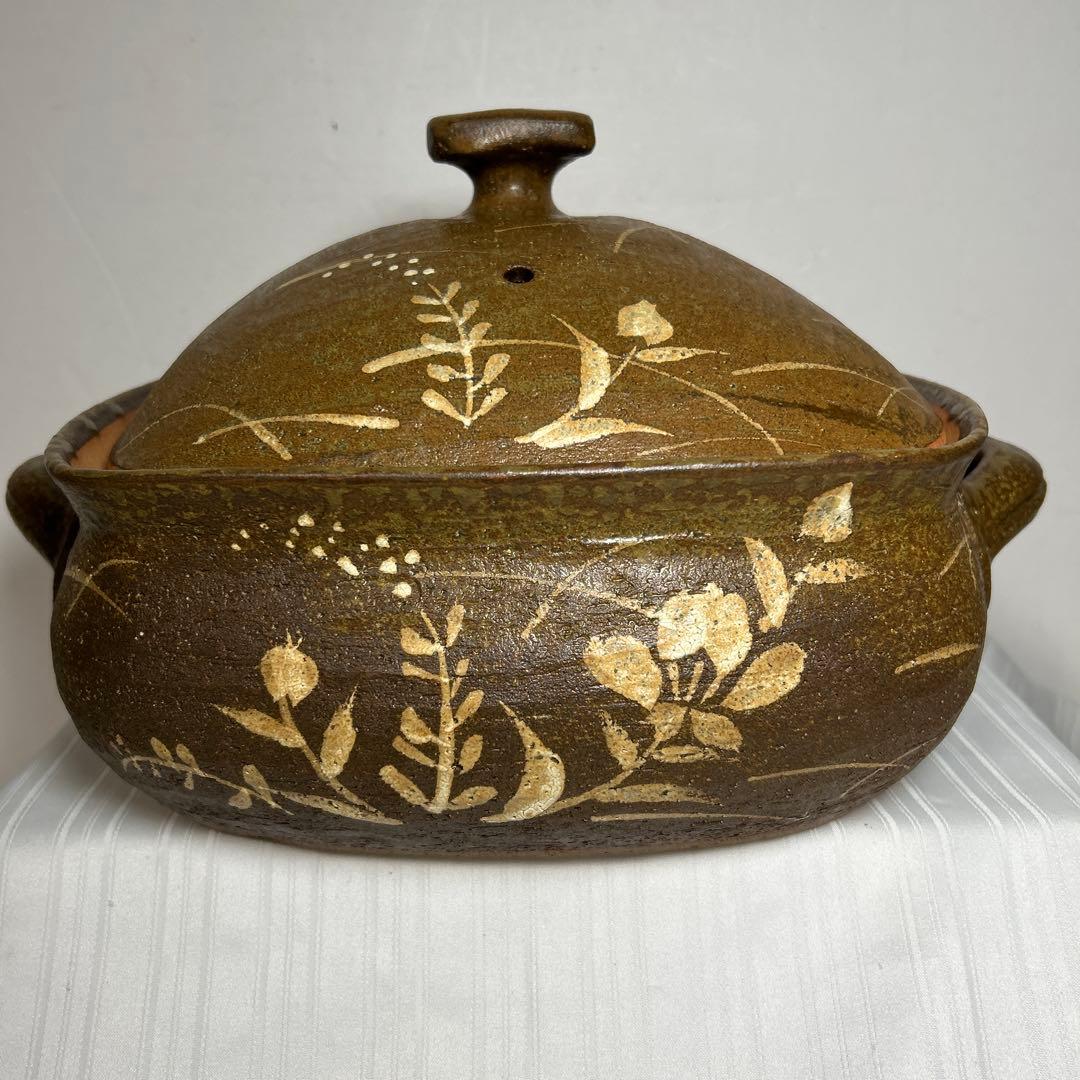 萬宝窯 土鍋 箱入り ★数回使用 蓄熱性 陶磁器 耐熱性土鍋 焼き物 自宅保管品