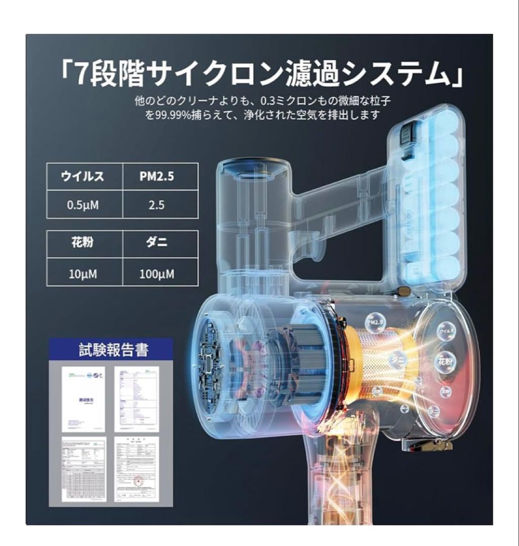 掃除機 コードレス　55Kpa超強力吸引　AI汚れ自動検知