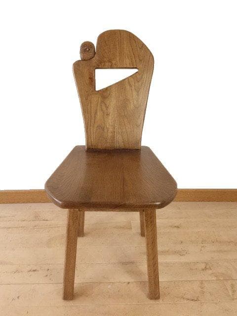 ふくろう　椅子　ダイニングチェアー　イスG　ナラ材　オーク色　勇峰工芸（新）