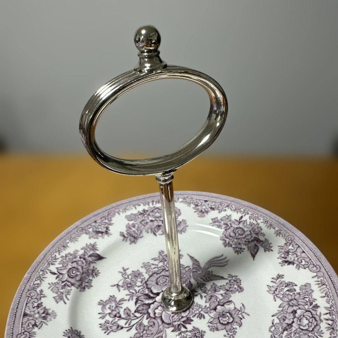 バーレイ 二段ケーキスタンド Asiatic Pheasants プラム