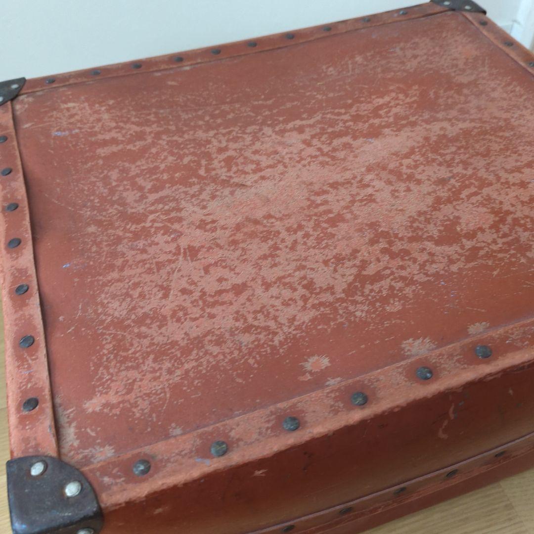 ボテ箱希少蓋付き朱ケース古道具 アンティーク レトロ 年代レア 古美術コンテナ