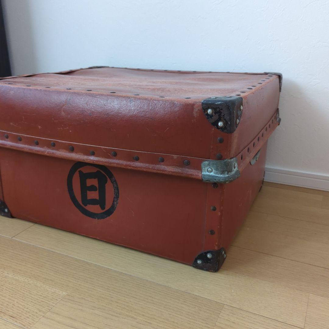 ボテ箱希少蓋付き朱ケース古道具 アンティーク レトロ 年代レア 古美術コンテナ