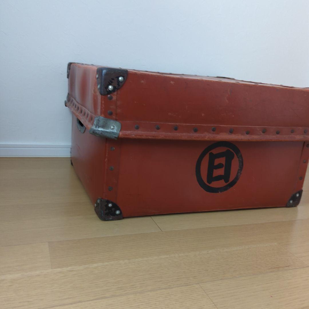 ボテ箱希少蓋付き朱ケース古道具 アンティーク レトロ 年代レア 古美術コンテナ