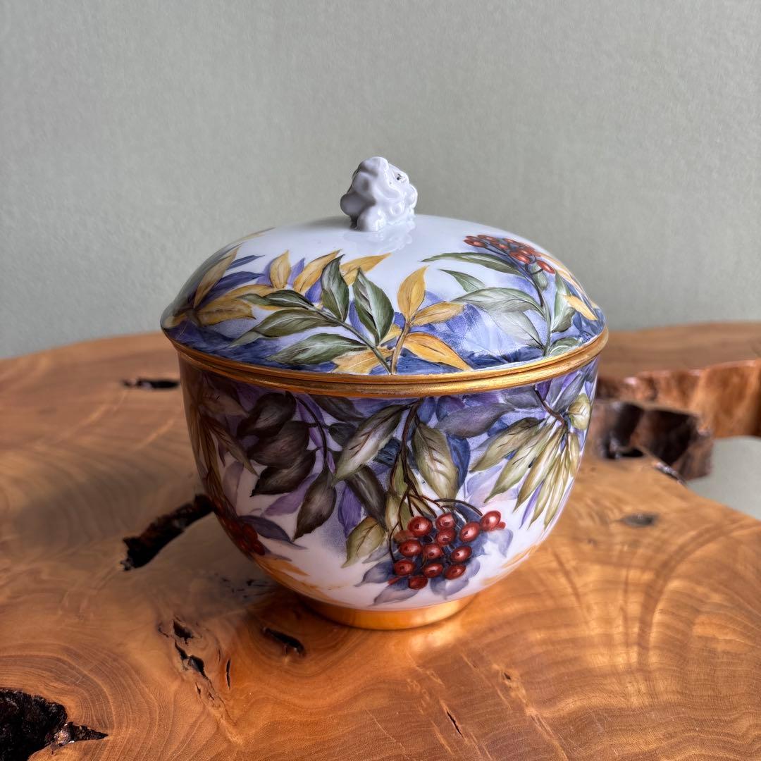 金彩 南天 作家物 蓋物 高さ17cm