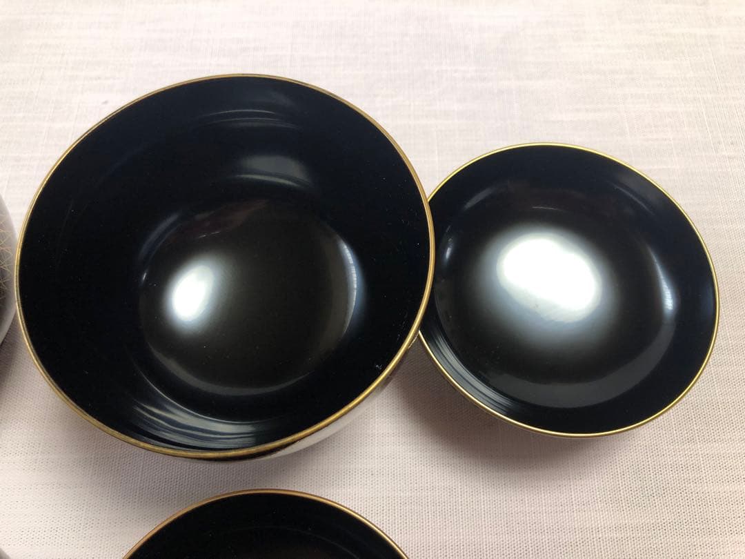 平安　象彦　吸物椀　漆器　武蔵野蒔絵　蓋付汁椀　三客