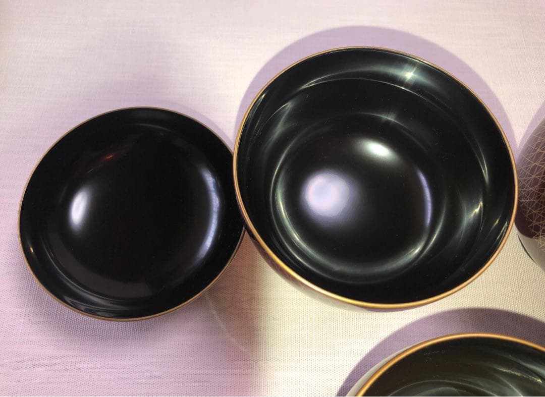 平安　象彦　吸物椀　漆器　武蔵野蒔絵　蓋付汁椀　三客