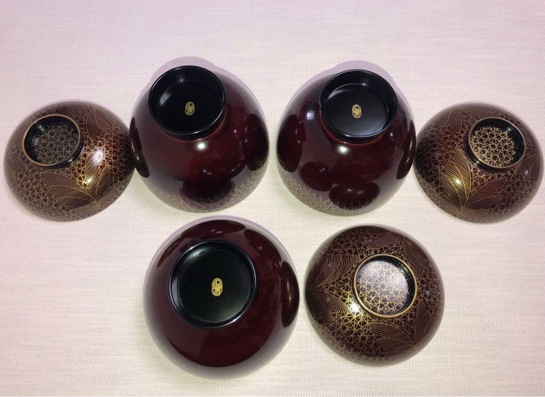 平安　象彦　吸物椀　漆器　武蔵野蒔絵　蓋付汁椀　三客