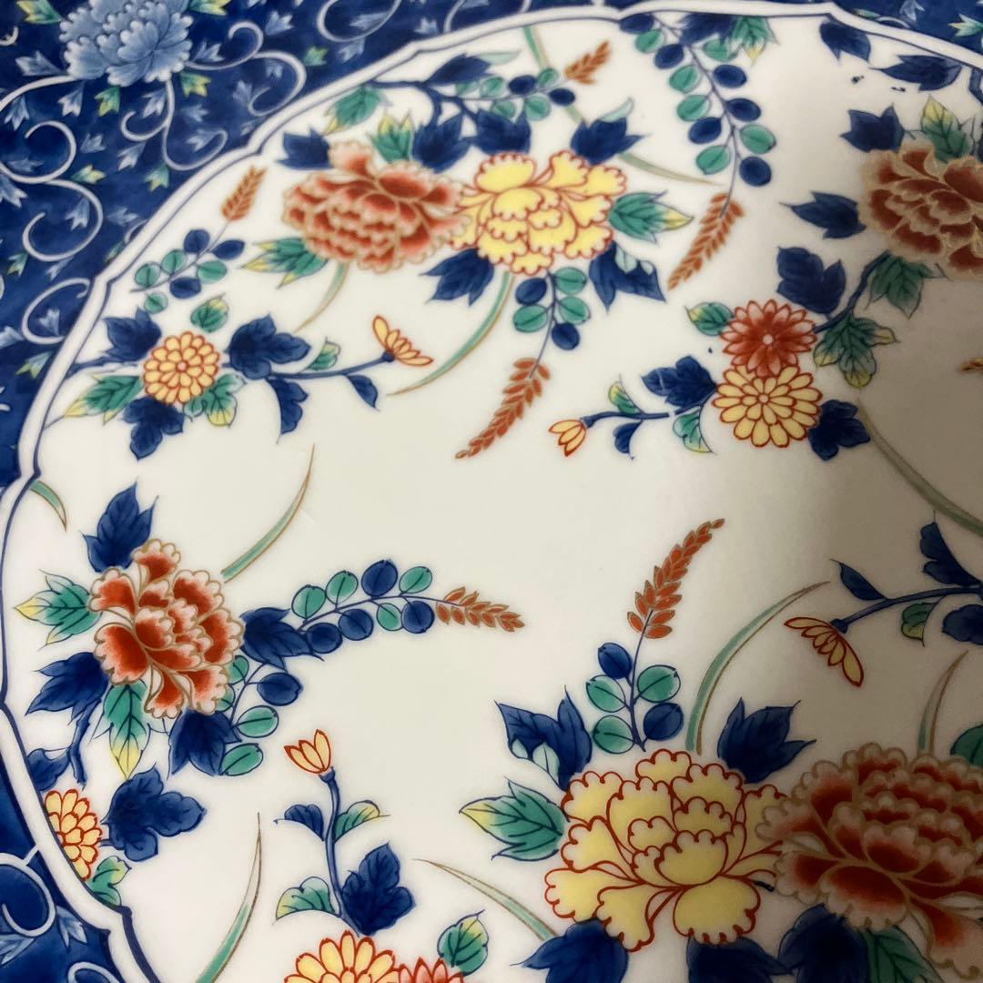 べ【庫山窯】美濃焼 大皿 金彩 牡丹 唐草 色絵 前畑陶器 和食器 飾り皿